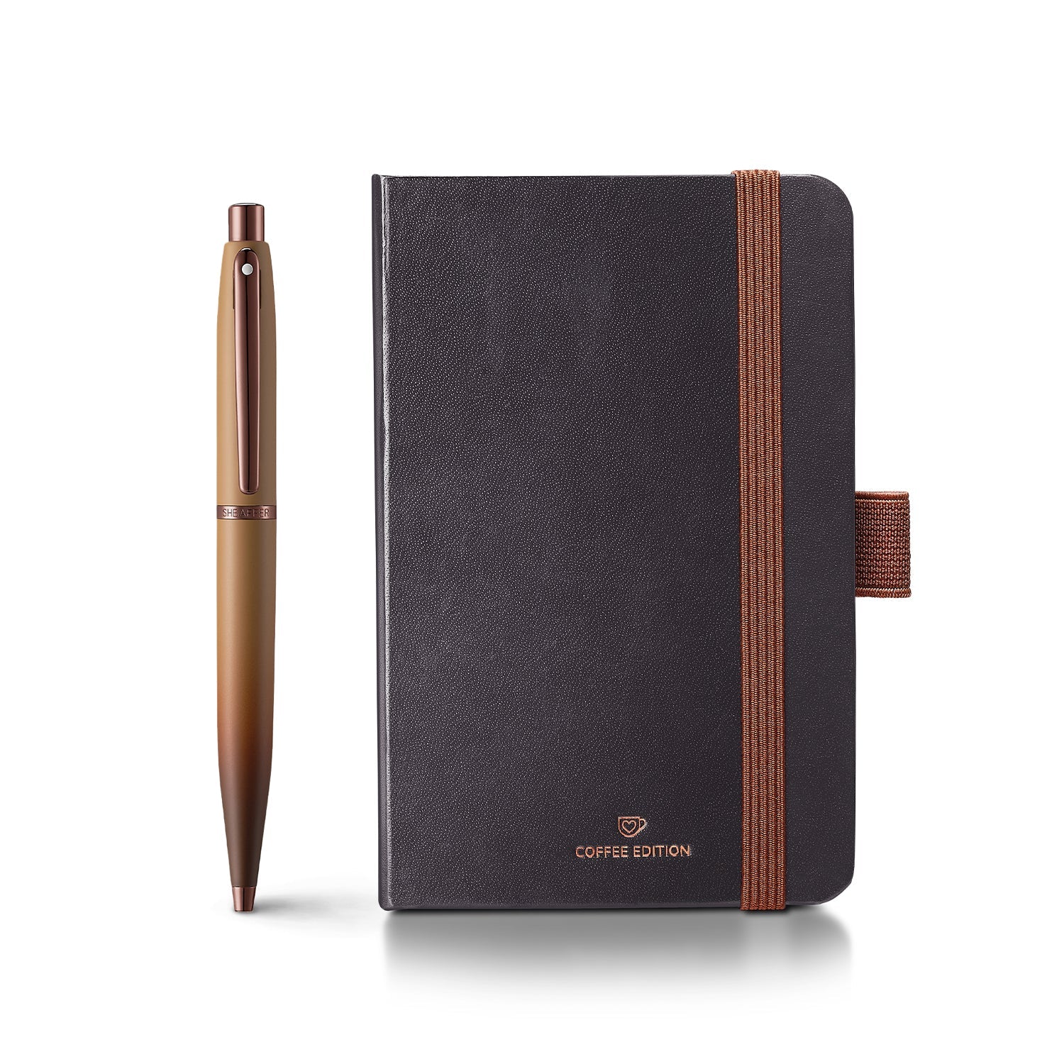 Sheaffer Gift Set ft. Coffee Edition VFM Ballpoint Pen with Regal Brown PVD Trims and Small Notebook