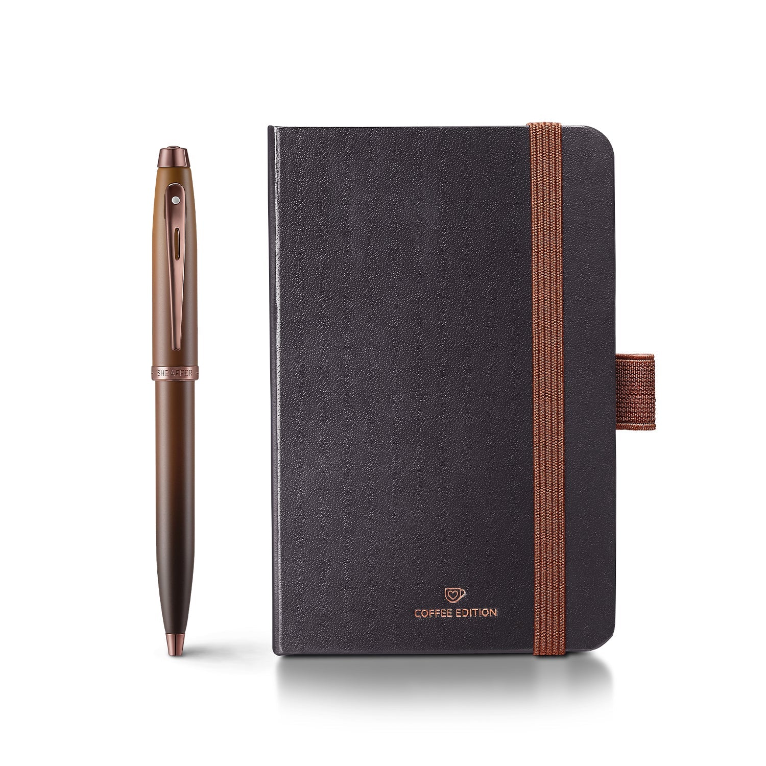 Sheaffer Gift Set ft. Coffee Edition 100 Ballpoint Pen with Regal Brown PVD Trims and Small Notebook