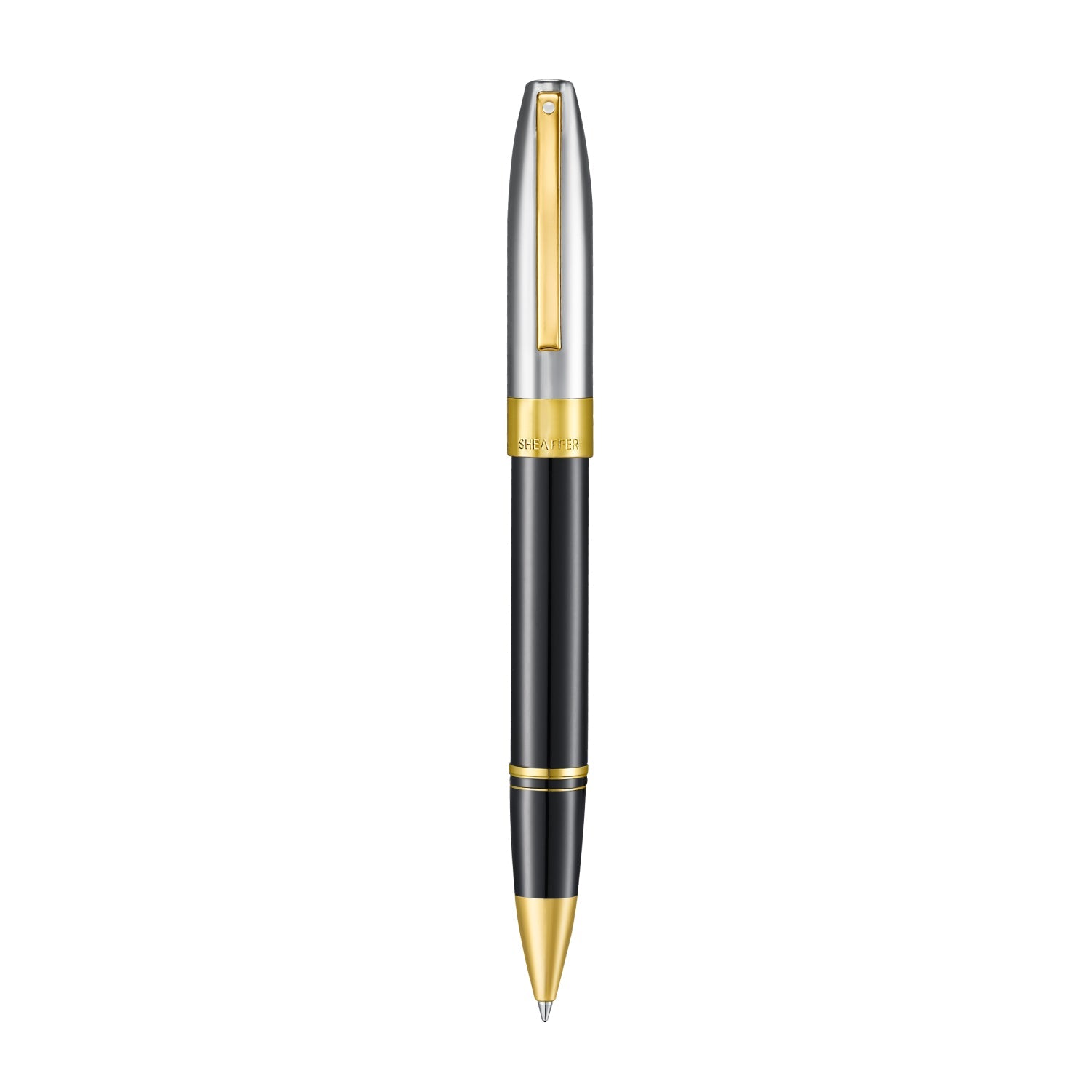 Sheaffer Legacy Glossy Black and Chrome Bi-color Rollerball Pen with 14K PVD Gold-Plated, Stainless Steel Trims