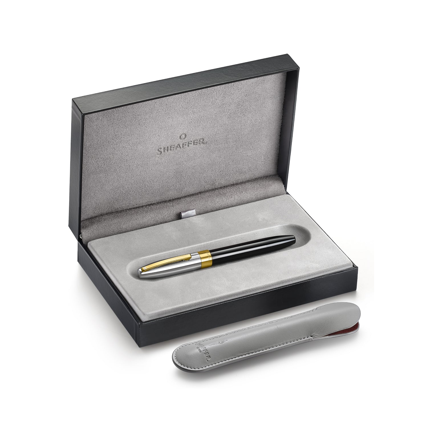 Sheaffer Legacy Glossy Black and Chrome Bi-color Rollerball Pen with 14K PVD Gold-Plated, Stainless Steel Trims