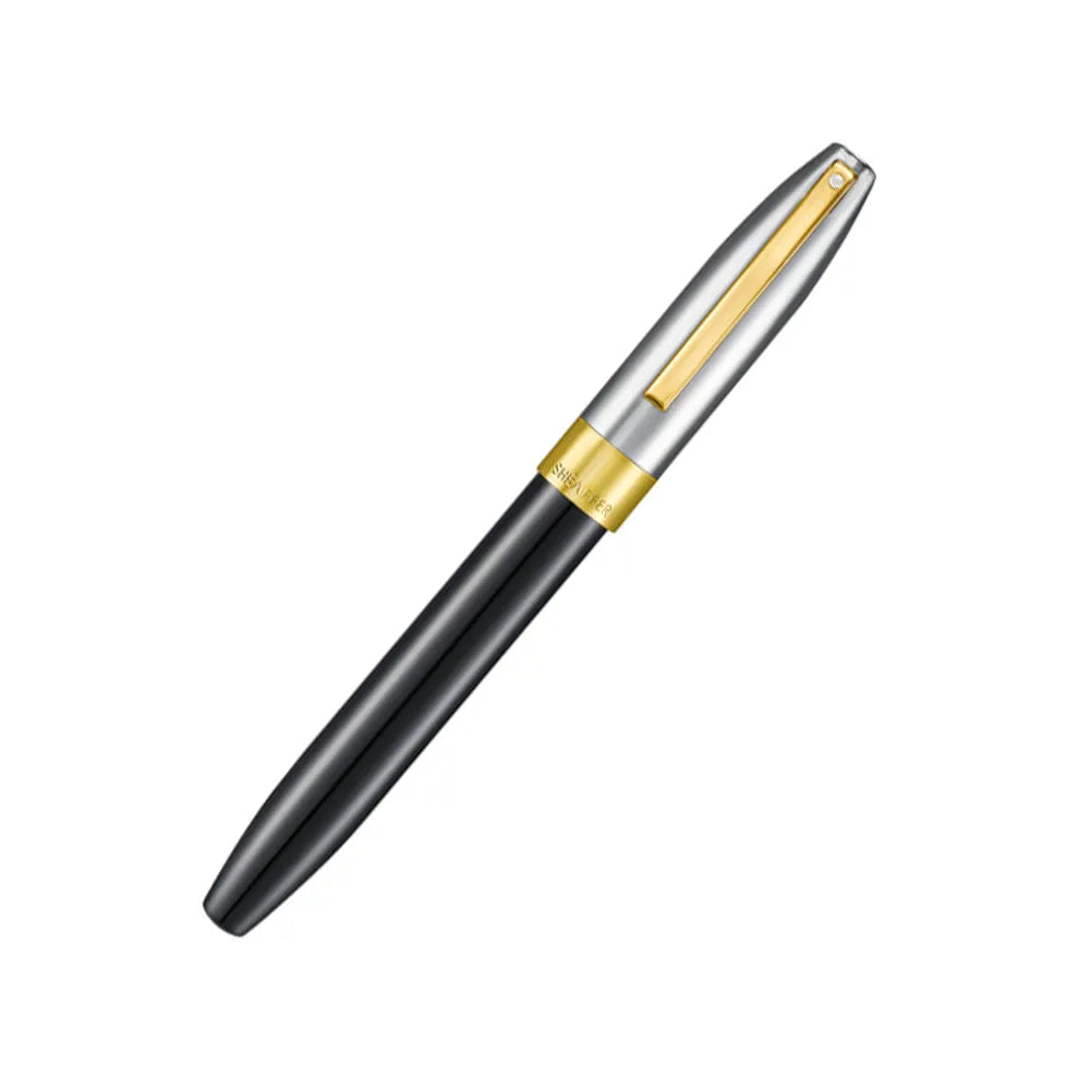 Sheaffer Legacy 9065 Glossy Black and Chrome Bi-color Fountain Pen with 14K PVD Gold-Plated, Stainless Steel Inlaid Nib and Trims