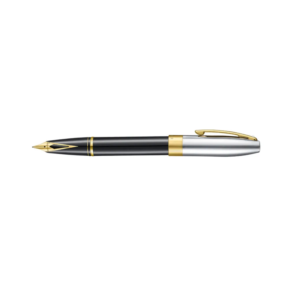 Sheaffer Legacy 9065 Glossy Black and Chrome Bi-color Fountain Pen with 14K PVD Gold-Plated, Stainless Steel Inlaid Nib and Trims