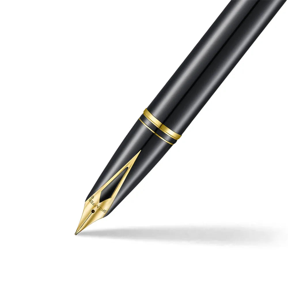 Sheaffer Legacy 9065 Glossy Black and Chrome Bi-color Fountain Pen with 14K PVD Gold-Plated, Stainless Steel Inlaid Nib and Trims