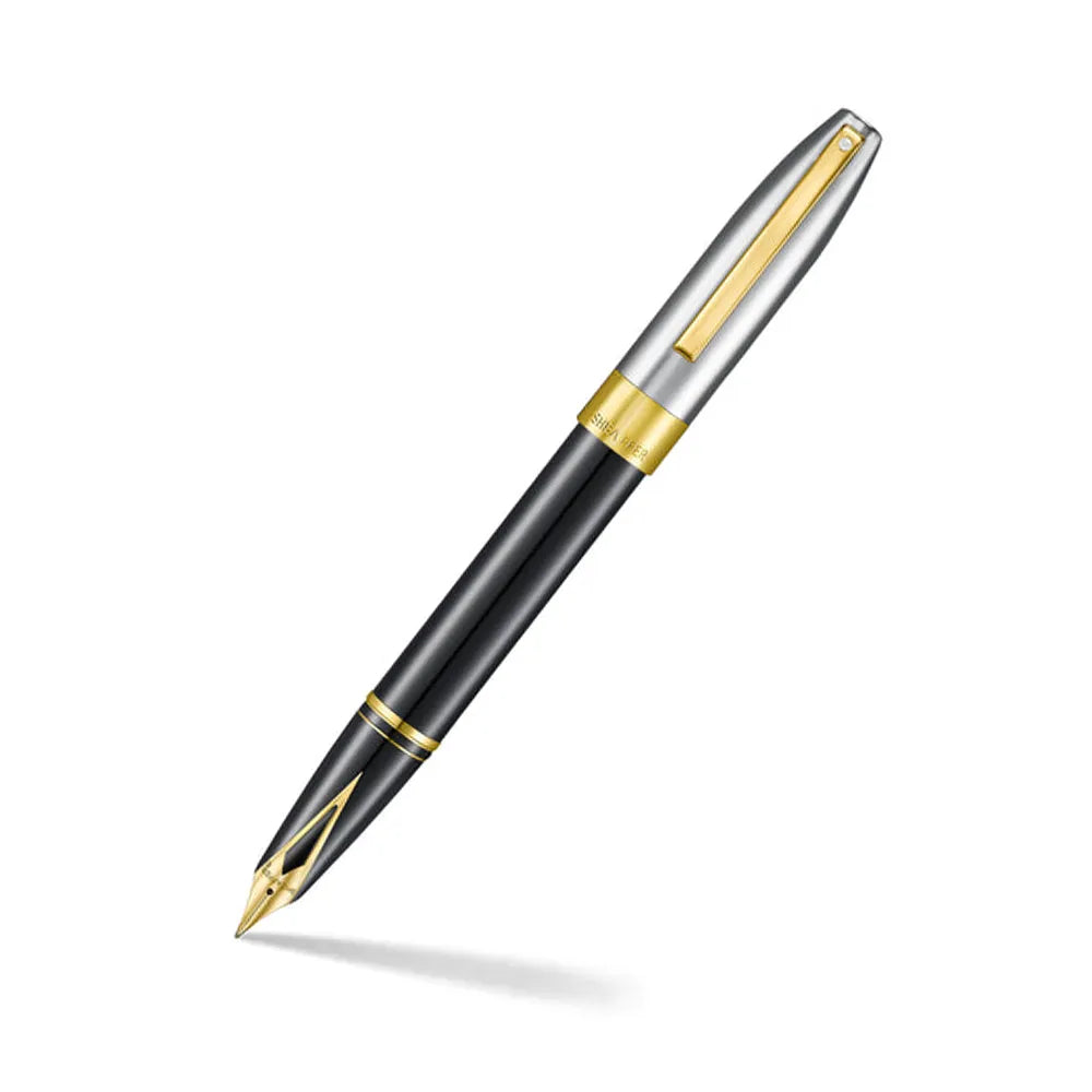 Sheaffer Legacy 9065 Glossy Black and Chrome Bi-color Fountain Pen with 14K PVD Gold-Plated, Stainless Steel Inlaid Nib and Trims