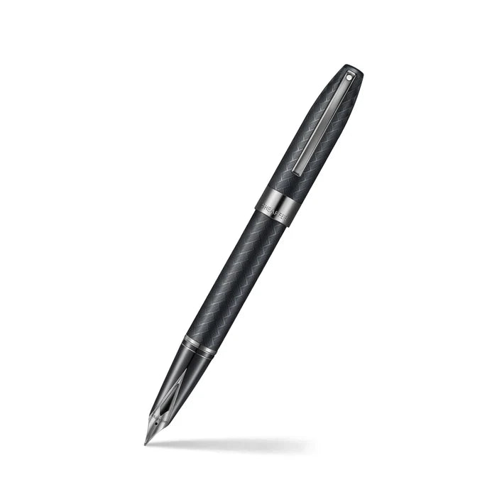 Sheaffer Legacy Chevron Matte Black Fountain Pen with PVD Gunmetal Inlaid Nib and Trims