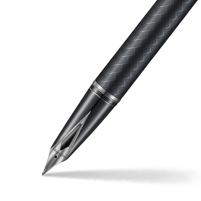 Sheaffer Legacy Chevron Matte Black Fountain Pen with PVD Gunmetal Inlaid Nib and Trims