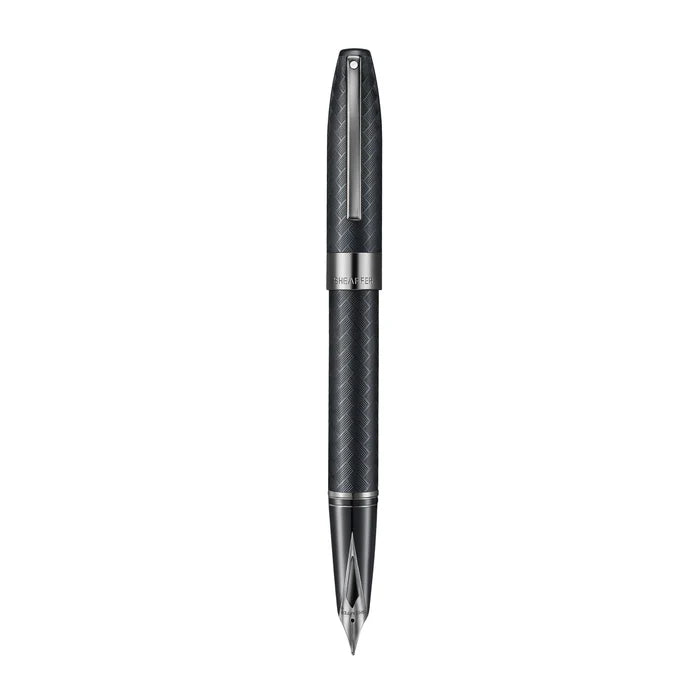 Sheaffer Legacy Chevron Matte Black Fountain Pen with PVD Gunmetal Inlaid Nib and Trims