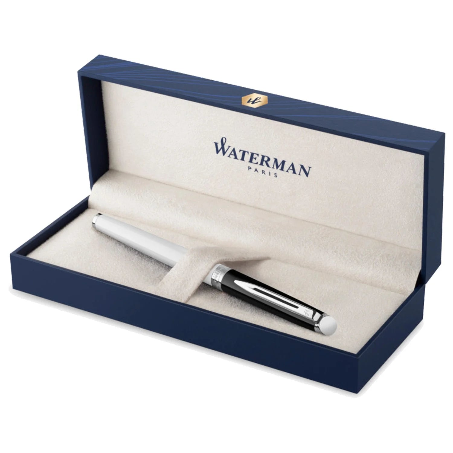 Waterman Hemisphere Rollerball Pen Black & White with Chrome Trim