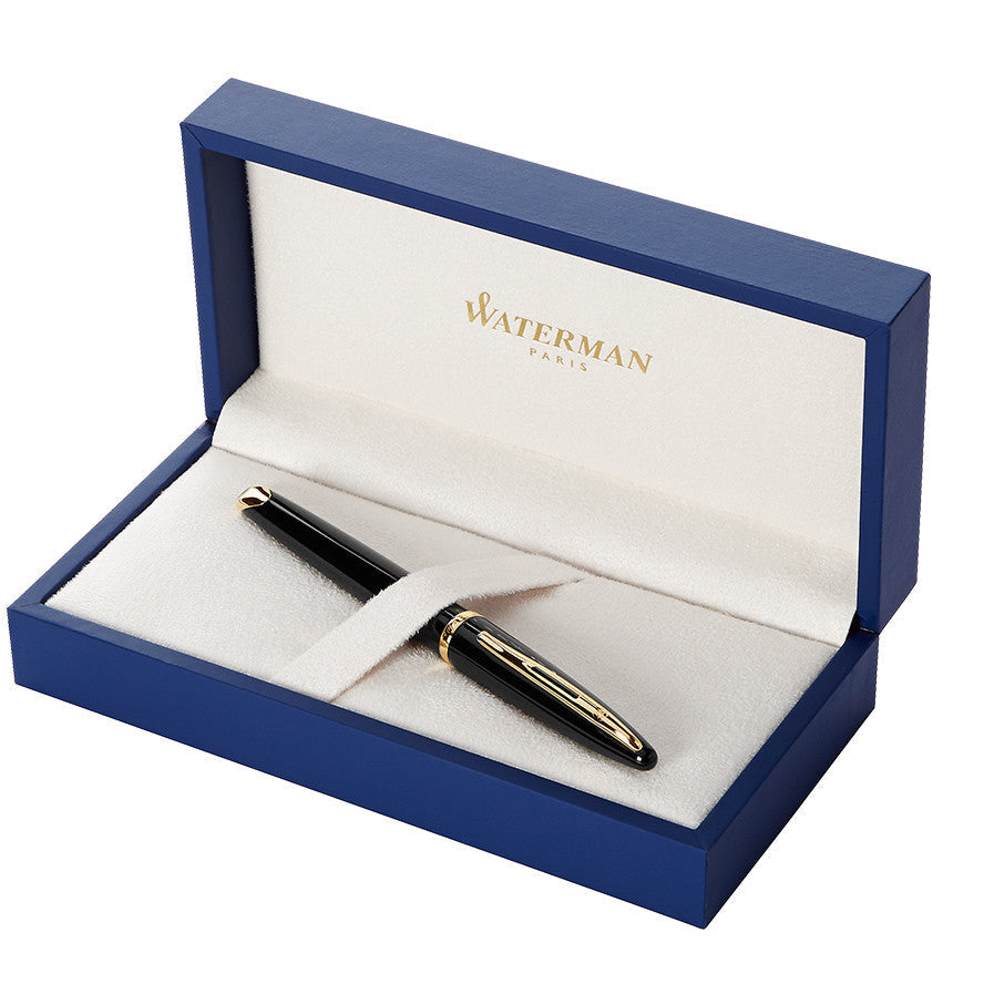 Waterman Carene Fountain Pen Black Lacquer with Gold Trim