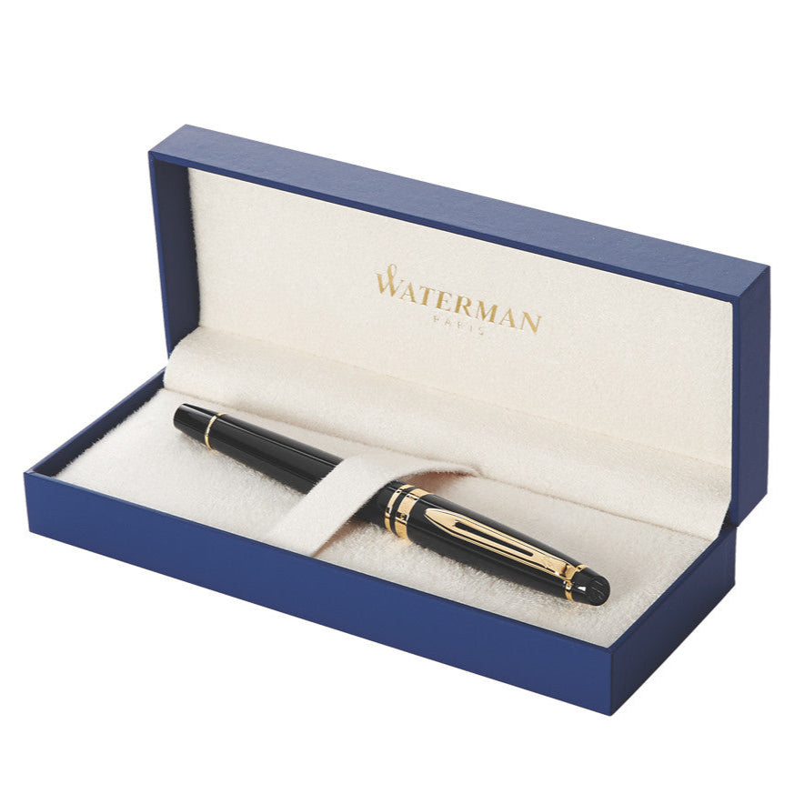 Waterman Expert Fountain Pen Black with Gold Trim