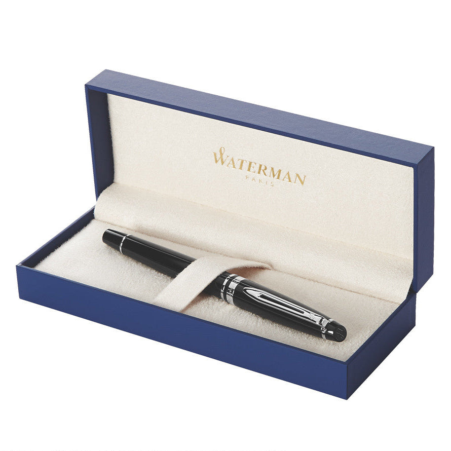 Waterman Expert Fountain Pen Black with Chrome Trim