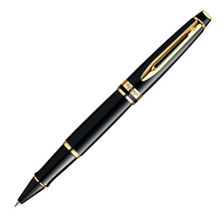 Waterman Expert Rollerball Pen Black with Gold Trim