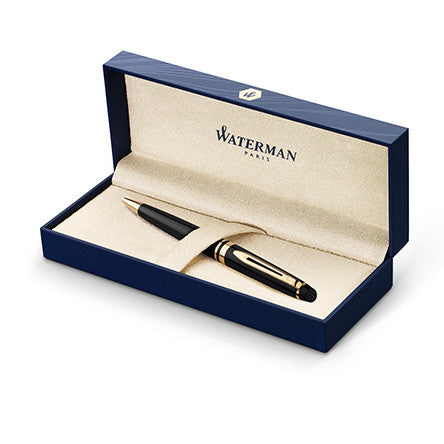 Waterman Expert Ballpoint Pen Black with Gold Trim