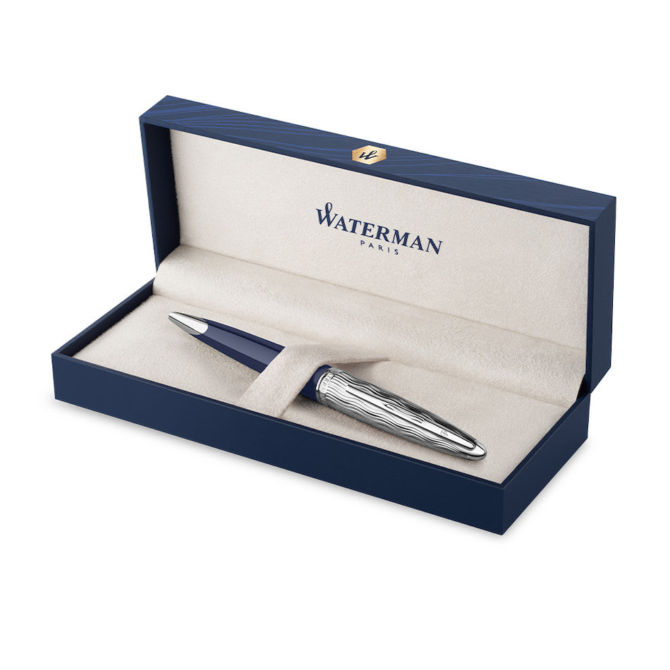 Waterman Carene Deluxe Ballpoint Pen Special Edition Blue with Chrome Trim