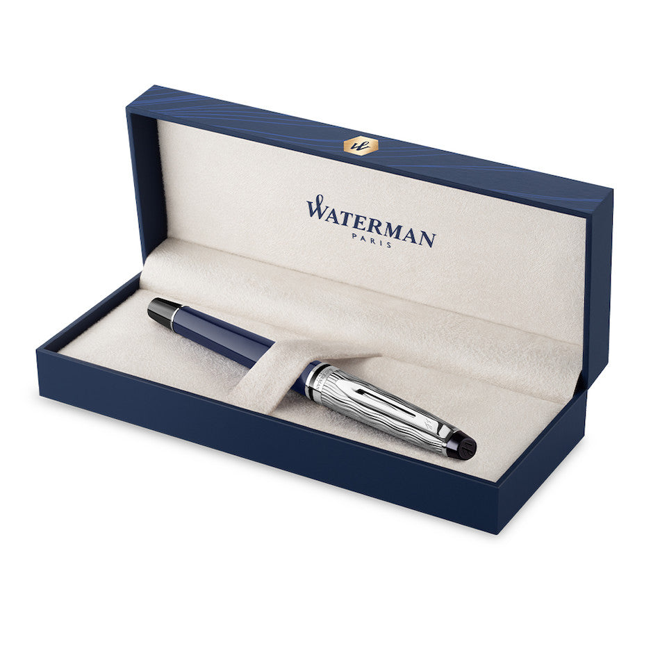 Waterman Expert Deluxe Fountain Pen Blue with Chrome Trim