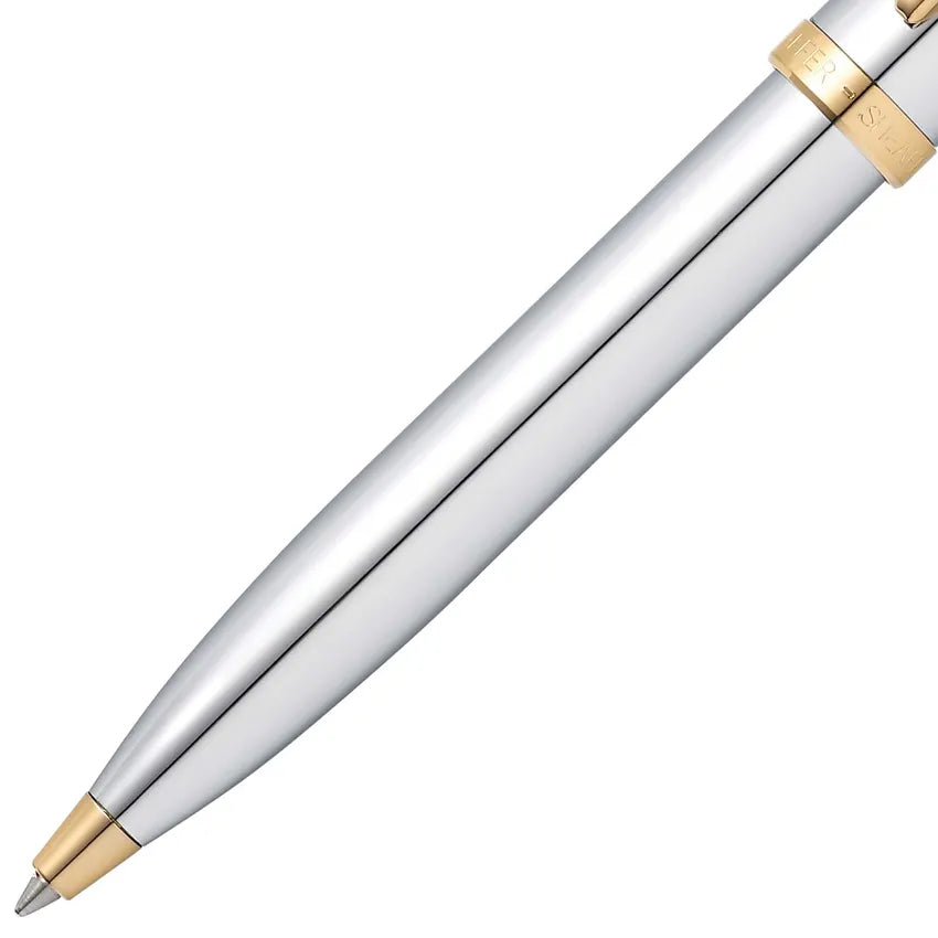 Sheaffer 100 Bright chrome with polished gold tone trim.